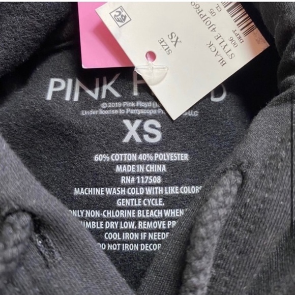 Pink Floyd Black Sweater Hoodie Long Sleeves New Size XS - Picture 2 of 5